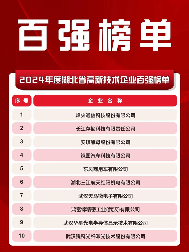 AG视讯位列湖北省高新技术企业百强第三名